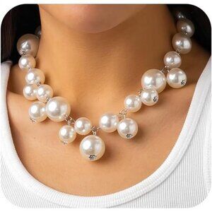 Chunky Gold Pearl Choker Necklace | Statement Jewelry